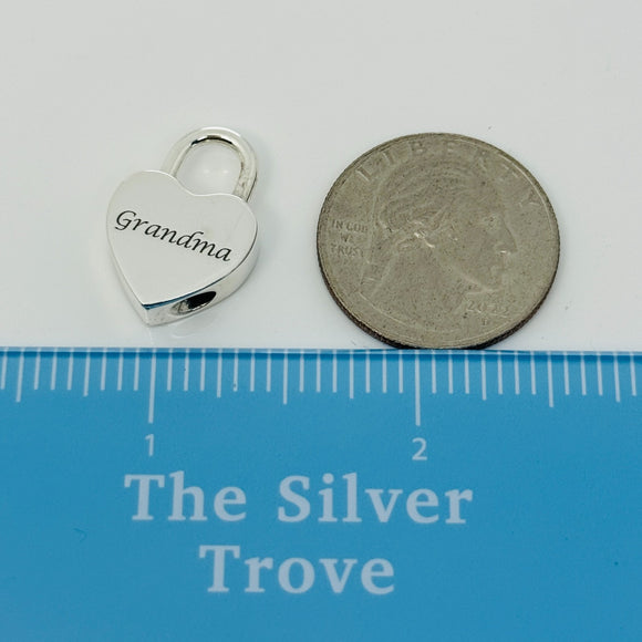 Tiffany & Co. Grandma Grandmother Heart Padlock Charm Pendant in 925 Silver