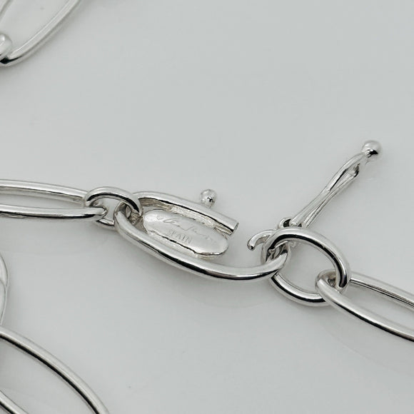 16" Tiffany Elsa Peretti Open Heart Pendant Necklace Oval Link - Sterling Silver