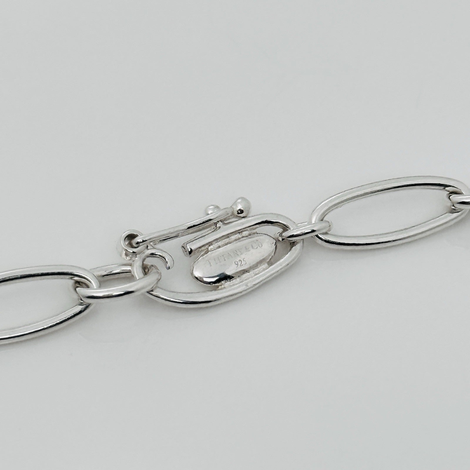 16" Tiffany Elsa Peretti Open Heart Pendant Necklace Oval Link - Sterling Silver