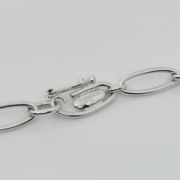 16" Tiffany Elsa Peretti Open Heart Pendant Necklace Oval Link - Sterling Silver