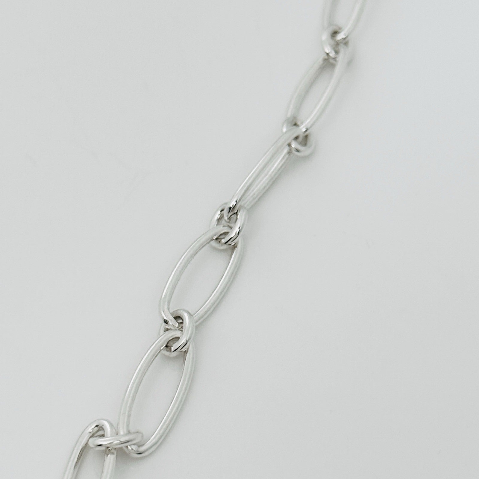 16" Tiffany Elsa Peretti Open Heart Pendant Necklace Oval Link - Sterling Silver