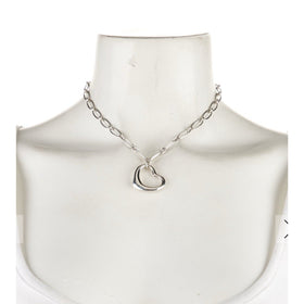 16" Tiffany Elsa Peretti Open Heart Pendant Necklace Oval Link - Sterling Silver - 0
