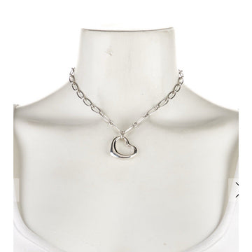 16" Tiffany Elsa Peretti Open Heart Pendant Necklace Oval Link - Sterling Silver - 0