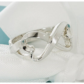 Size 8 Tiffany & Co Double Loving Hearts Ring in Silver by Paloma Picasso