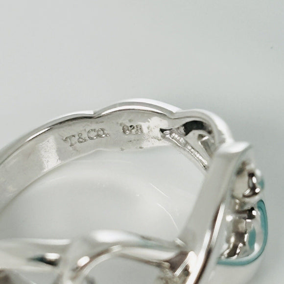 Size 8 Tiffany & Co Double Loving Hearts Ring in Silver by Paloma Picasso