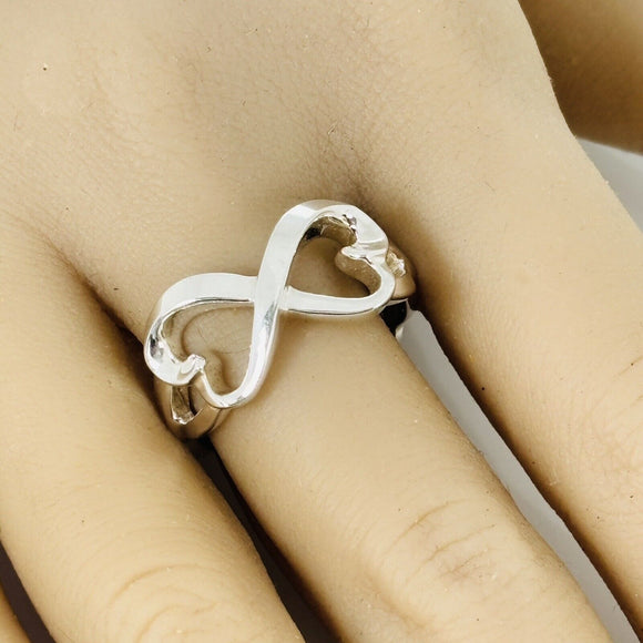 Size 8 Tiffany & Co Double Loving Hearts Ring in Silver by Paloma Picasso