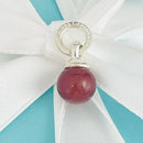 Tiffany Red Carnelian Fascination Ball Charm or Pendant in Sterling Silver-1