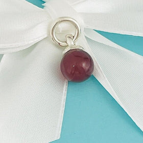 Tiffany Red Carnelian Fascination Ball Charm or Pendant in Sterling Silver - 0