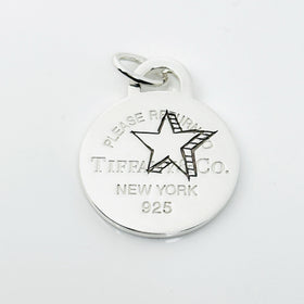 Return to Tiffany Etched Star Round Tag Pendant Charm in Sterling Silver