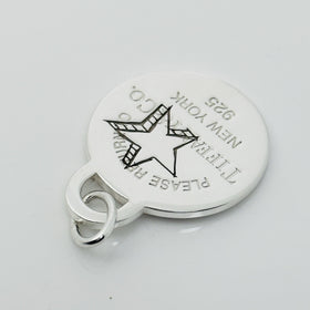Return to Tiffany Etched Star Round Tag Pendant Charm in Sterling Silver - 0