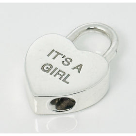 Tiffany & Co. It's A Girl Baby Heart Charm Padlock Lock or Pendant in Silver