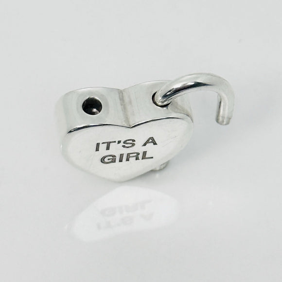 Tiffany & Co. It's A Girl Baby Heart Charm Padlock Lock or Pendant in Silver