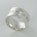 Size 4.5 Tiffany NY New York Keyhole Diamond Wide Band Ring in Sterling Silver-1