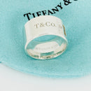 Size 4.5 Tiffany NY New York Keyhole Diamond Wide Band Ring in Sterling Silver-5