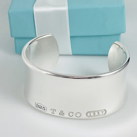 Medium 6.5" Tiffany & Co 1837 Extra Wide Cuff Bracelet in Sterling Silver