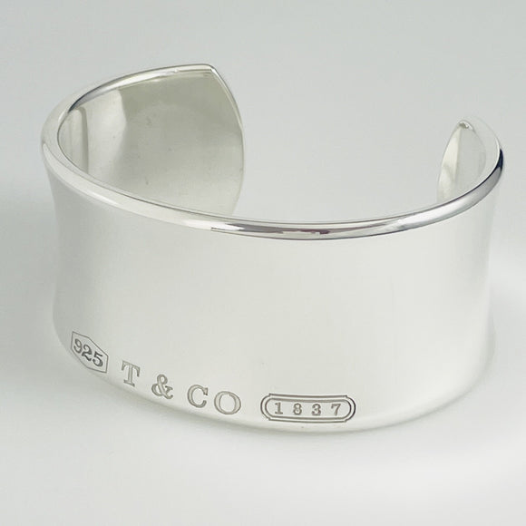 Medium 6.5" Tiffany & Co 1837 Extra Wide Cuff Bracelet in Sterling Silver