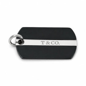 Tiffany & Co. T&CO Dog Tag Pendant in Black Titanium and 925 Sterling Silver