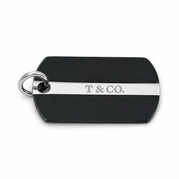 Tiffany & Co. T&CO Dog Tag Pendant in Black Titanium and 925 Sterling Silver