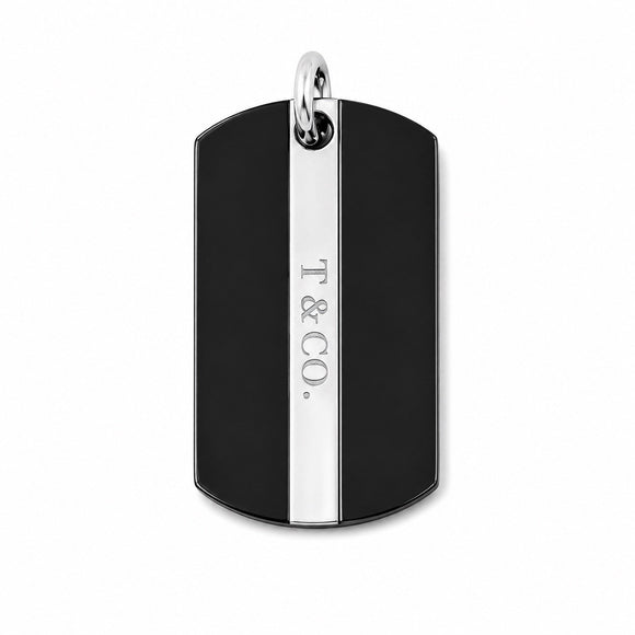 Tiffany & Co. T&CO Dog Tag Pendant in Black Titanium and 925 Sterling Silver
