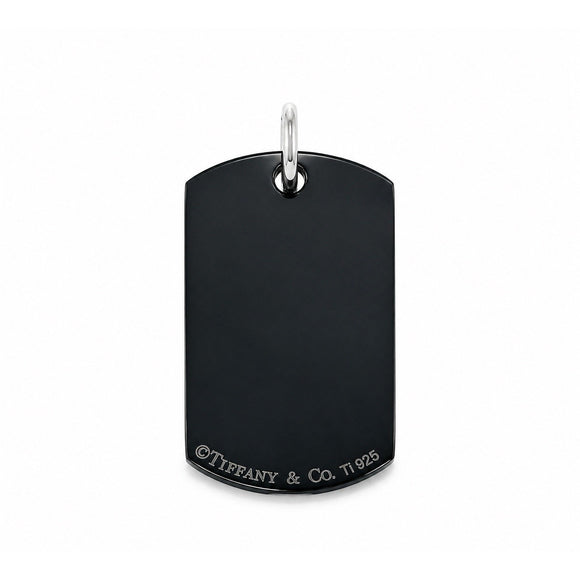 Tiffany & Co. T&CO Dog Tag Pendant in Black Titanium and 925 Sterling Silver