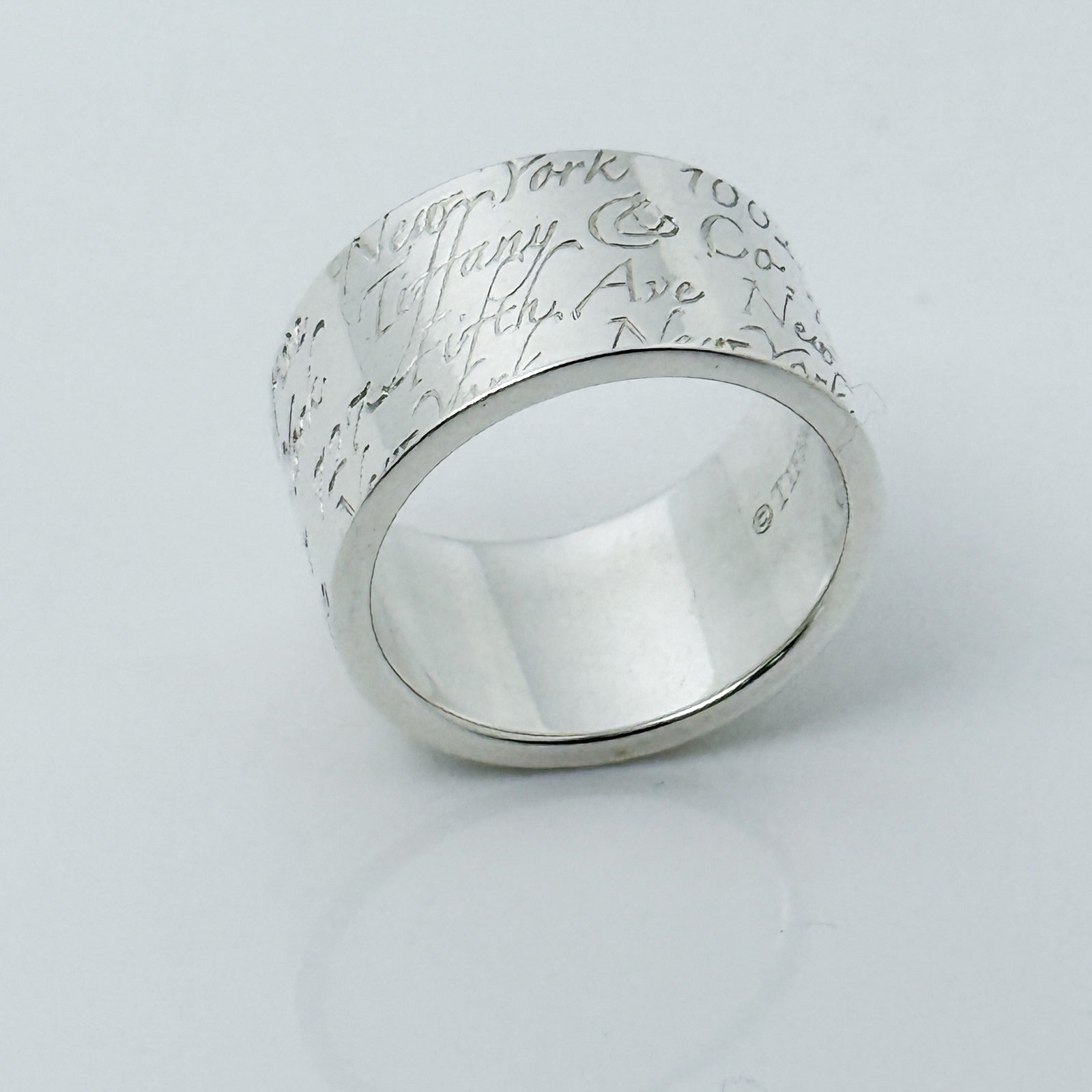 Size 4 Tiffany 727 Fifth Ave New York Notes Ring Wide Band in Sterling Silver - 0