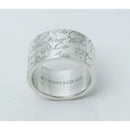Size 4 Tiffany 727 Fifth Ave New York Notes Ring Wide Band in Sterling Silver-4