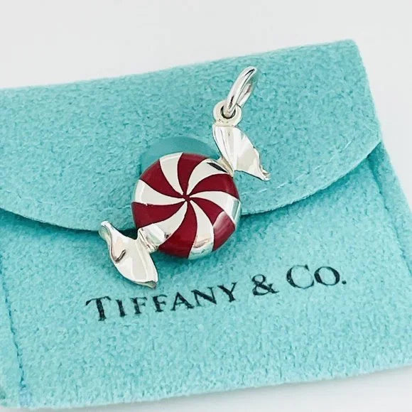 Tiffany Bon Bon Candy Charm in Red Enamel and Sterling Silver