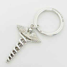 Tiffany & Co Caduceus Key Ring in Sterling Silver Doctor Keyring Keychain