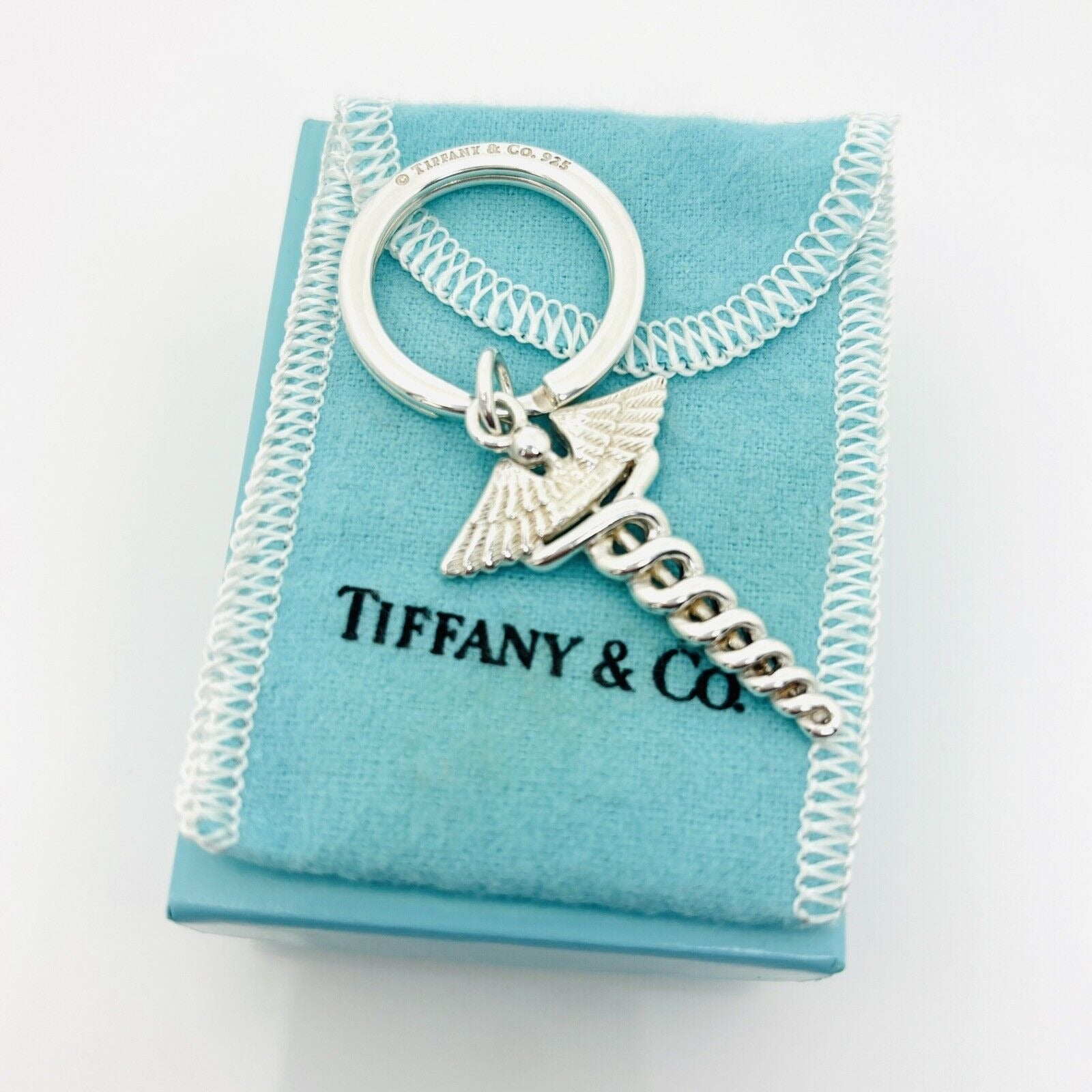 Tiffany & Co Caduceus Key Ring in Sterling Silver Doctor Keyring Keychain