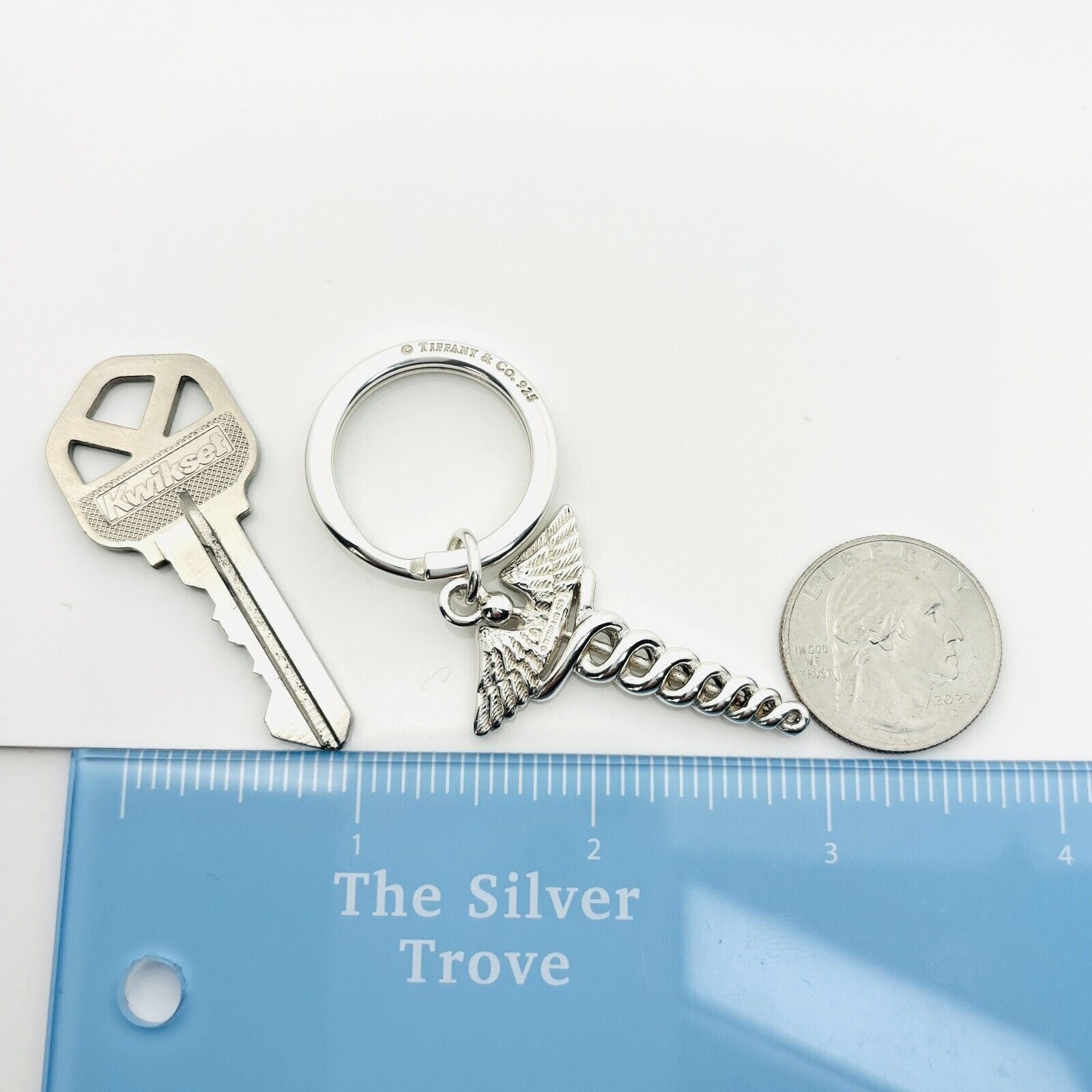 Tiffany & Co Caduceus Key Ring in Sterling Silver Doctor Keyring Keychain
