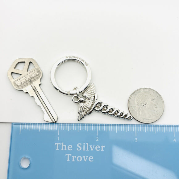 Tiffany & Co Caduceus Key Ring in Sterling Silver Doctor Keyring Keychain