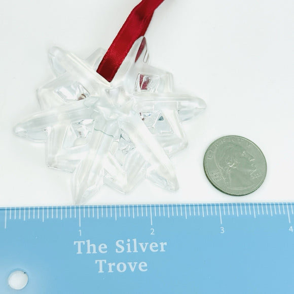 Tiffany Crystal Snowflake Christmas Tree Holiday Ornament with Red Ribbon