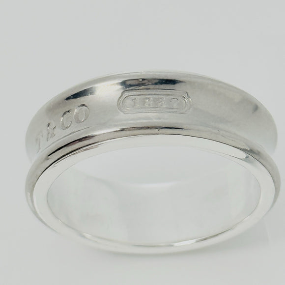 Size 10.5 Tiffany & Co 1837 Grey Titanium and Silver Ring Band Mens Unisex