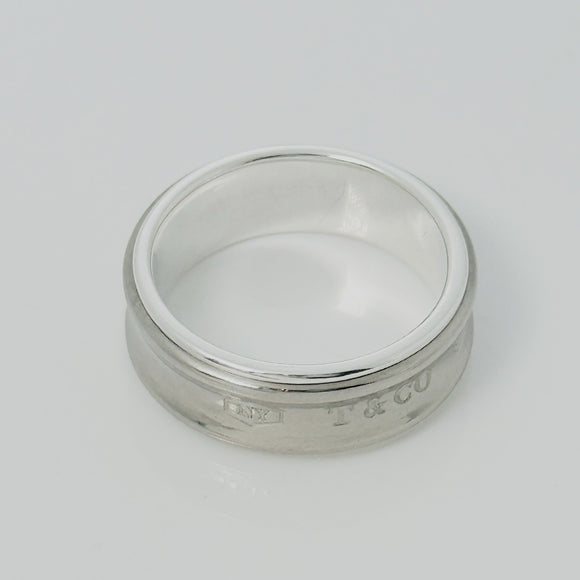 Size 10.5 Tiffany & Co 1837 Grey Titanium and Silver Ring Band Mens Unisex