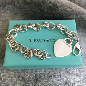 Tiffany & Co Blank Heart Tag Charm Bracelet in Silver