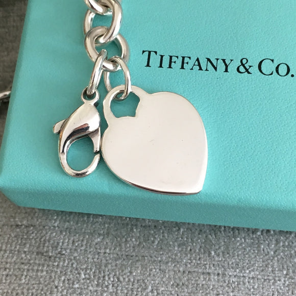 Tiffany & Co Blank Heart Tag Charm Bracelet in Silver