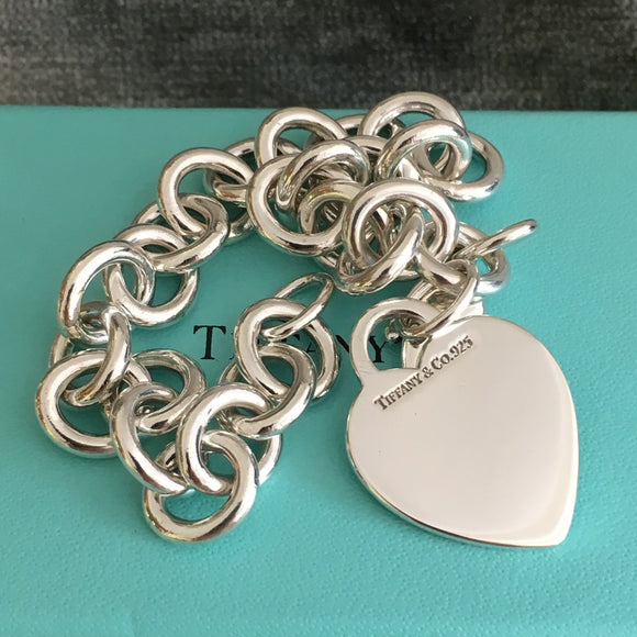 Tiffany & Co Blank Heart Tag Charm Bracelet in Silver