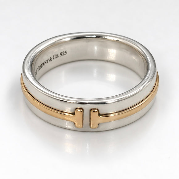 Tiffany & Co. Tiffany T  Silver and Yellow Gold Ring Size 10.75 Mens Unisex