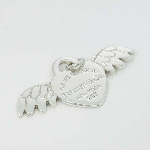 Return to Tiffany & Co. Winged Heart with Angel Wings Silver Charm or Pendant