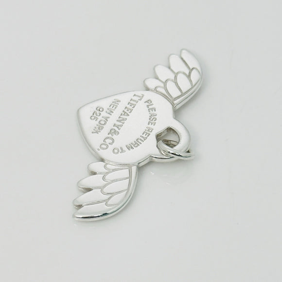 Return to Tiffany & Co. Winged Heart with Angel Wings Silver Charm or Pendant