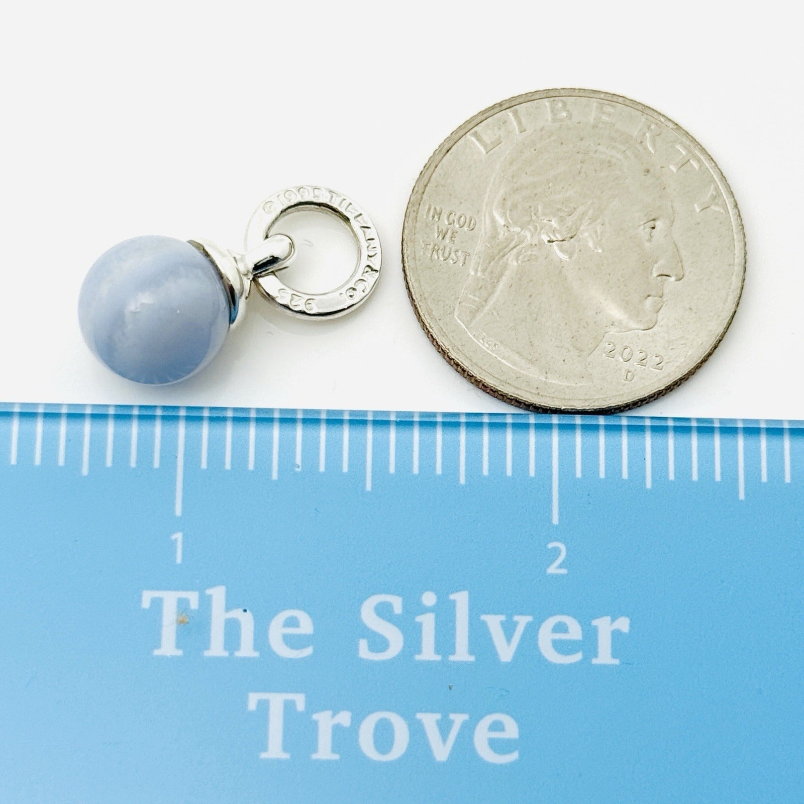 Tiffany & Co Blue Violet Chalcedony Fascination Ball Silver Charm or Pendant