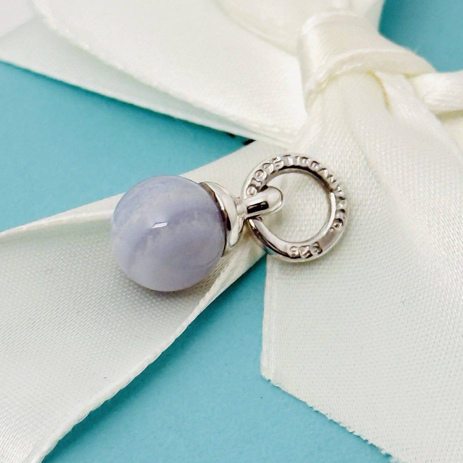 Tiffany & Co Blue Violet Chalcedony Fascination Ball Silver Charm or Pendant - 0