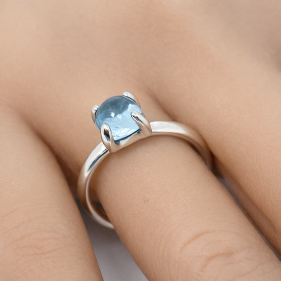 Size 7 Tiffany & Co Blue Topaz Sugar Stack Ring by Paloma Picasso in Silver