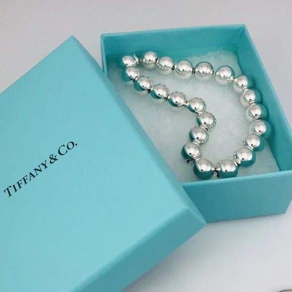Tiffany HardWear Bead Ball Bracelet in Sterling Silver 10mm Beads - 7" Small