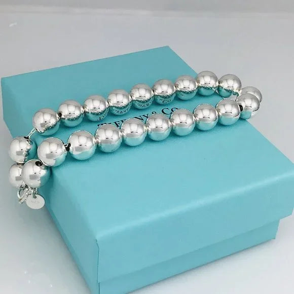 Tiffany HardWear Bead Ball Bracelet in Sterling Silver 10mm Beads - 7" Small