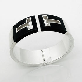 Tiffany T Cutout Wide Cuff Hinged Bracelet in sterling Silver & Black Ceramic