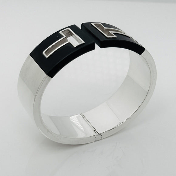 Tiffany T Cutout Wide Cuff Hinged Bracelet in sterling Silver & Black Ceramic