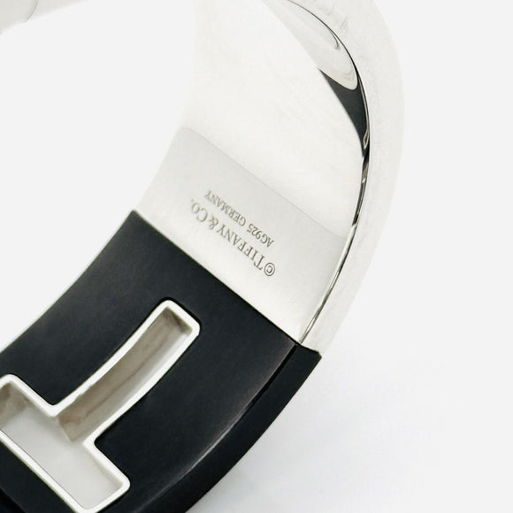 Tiffany T Cutout Wide Cuff Hinged Bracelet in sterling Silver & Black Ceramic