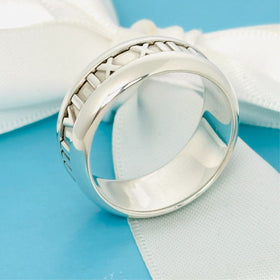 Size 5 Tiffany Wide Atlas Roman Numerals Mens Unisex Ring in Sterling Silver - 0