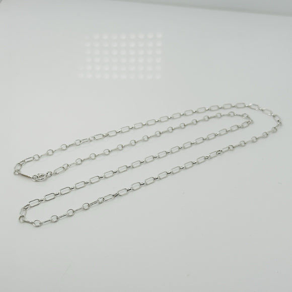 Tiffany & Co. 24" Round Oval Link Rolo Chain Necklace Mens Unisex 925 Silver